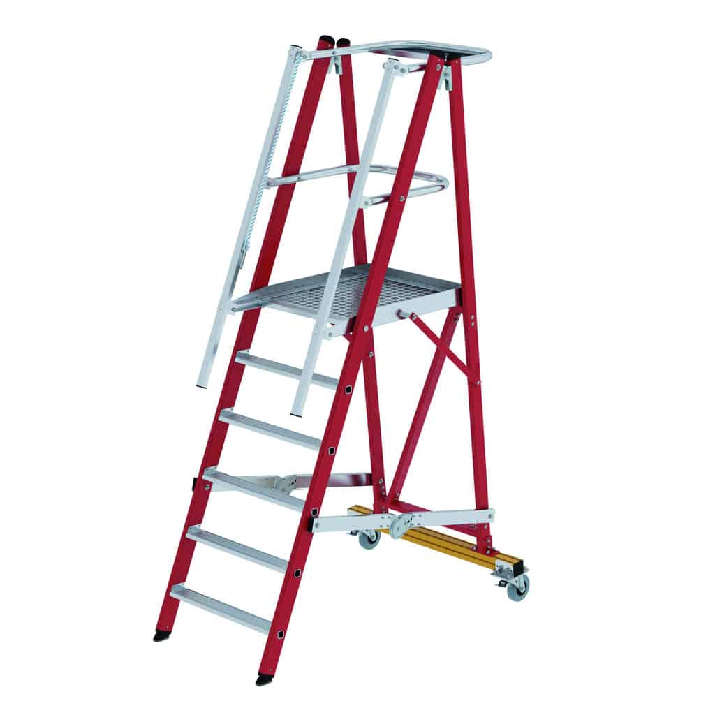 - Plattformleiter GFK/Alu klappbar und fahrbar – Plattformleiter aus GFK/Alu
