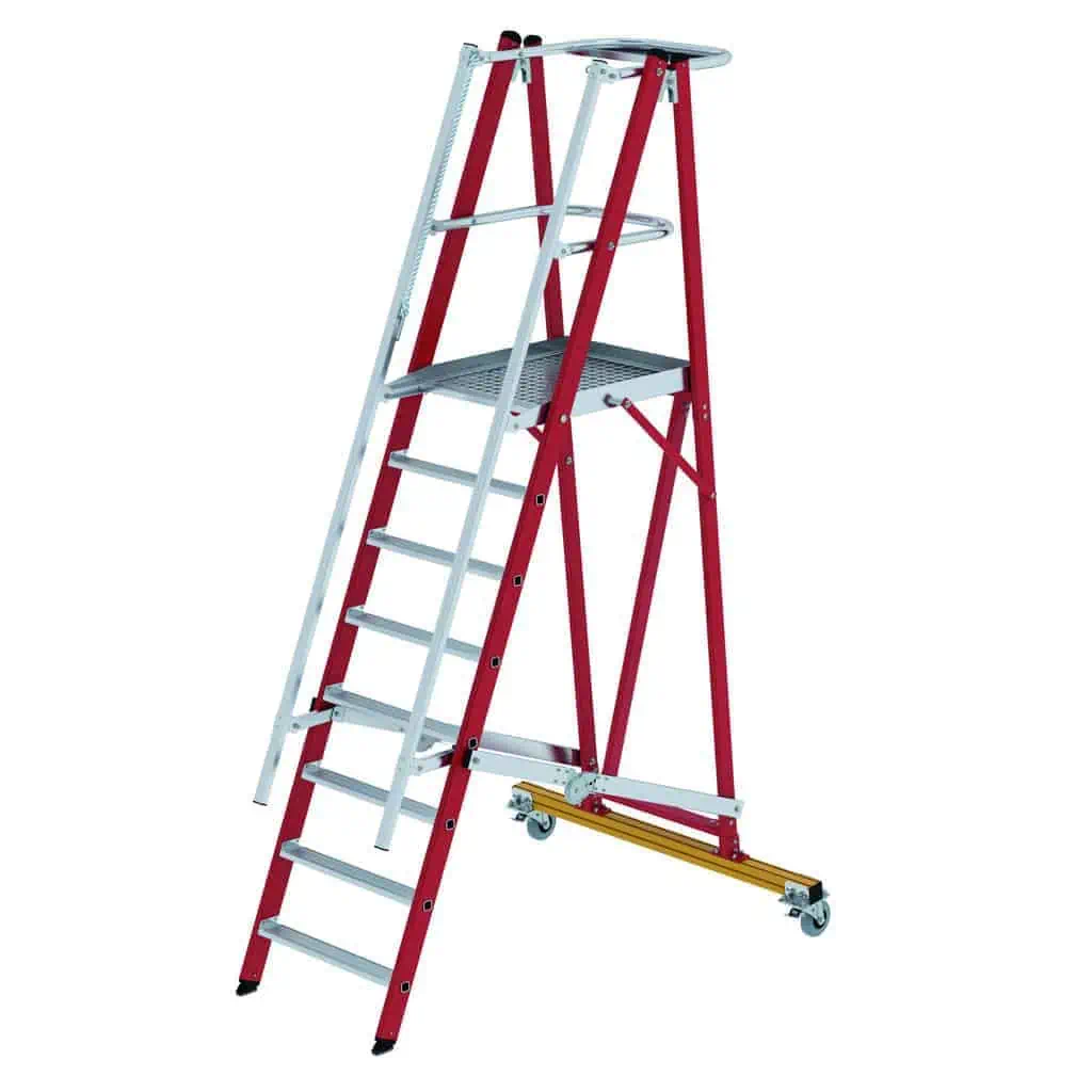 - Plattformleiter GFK/Alu klappbar und fahrbar – 80 mm tiefe