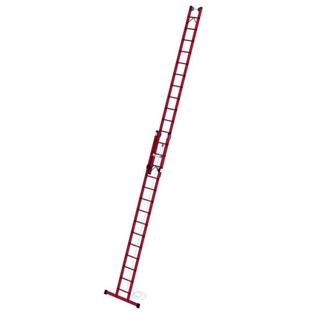 Günzburger - Sprossen-Seilzugleiter GFK 2-teilig mit Standard-Traverse — Anlegeleiter-Typ: Seilzugleiter 2-teilig, Anzahl…