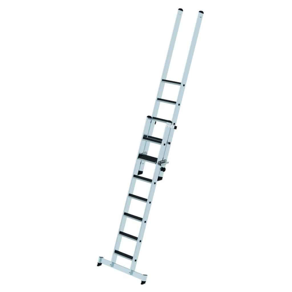 Günzburger - Stufen-Schiebeleiter 2-teilig mit nivello-Traverse und clip-step R 13 — Anzahl Stufen: 1x11 + 1x7…