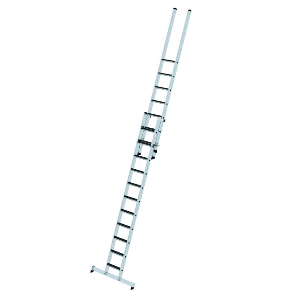 - Stufen-Schiebeleiter 2-teilig mit nivello-Traverse und clip-step R 13 – Stabile Rechteckrohr-Holme