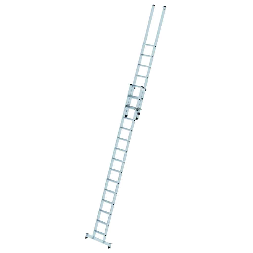 - Stufen-Schiebeleiter 2-teilig mit nivello-Traverse – 80 mm tiefe, geriffelte Stufen
