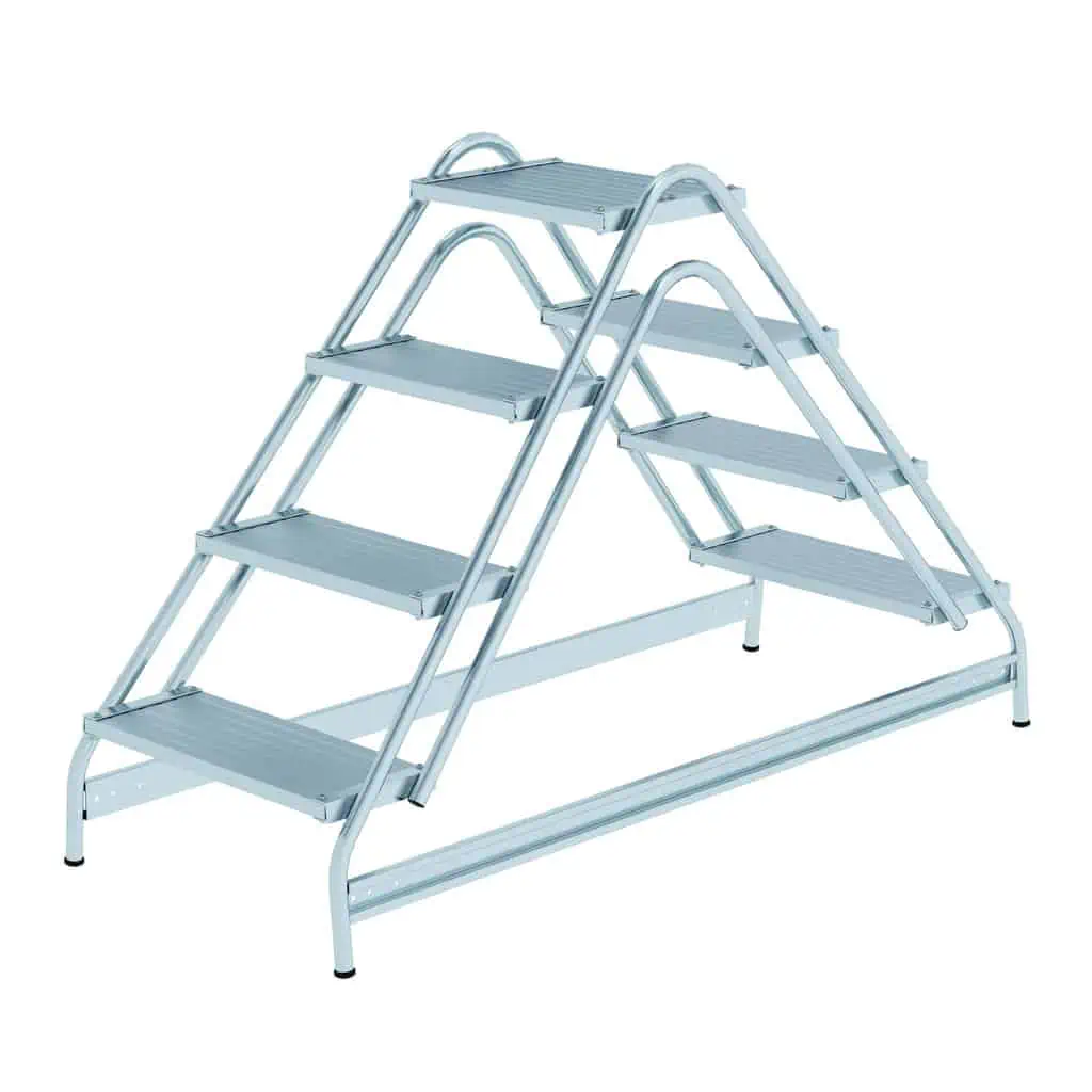 - Arbeitspodest beidseitig begehbar Aluminium geriffelt – Stabile, verschweißte Rohrkonstruktion
