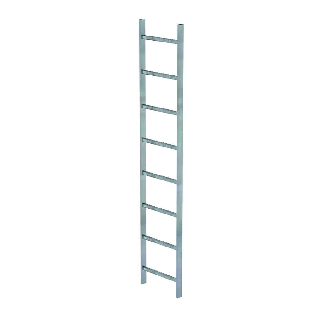 - Schachtleiter Stahl feuerverzinkt 400mm Lichte Weite – Rechteckrohr-Holme 50 x 20 mm