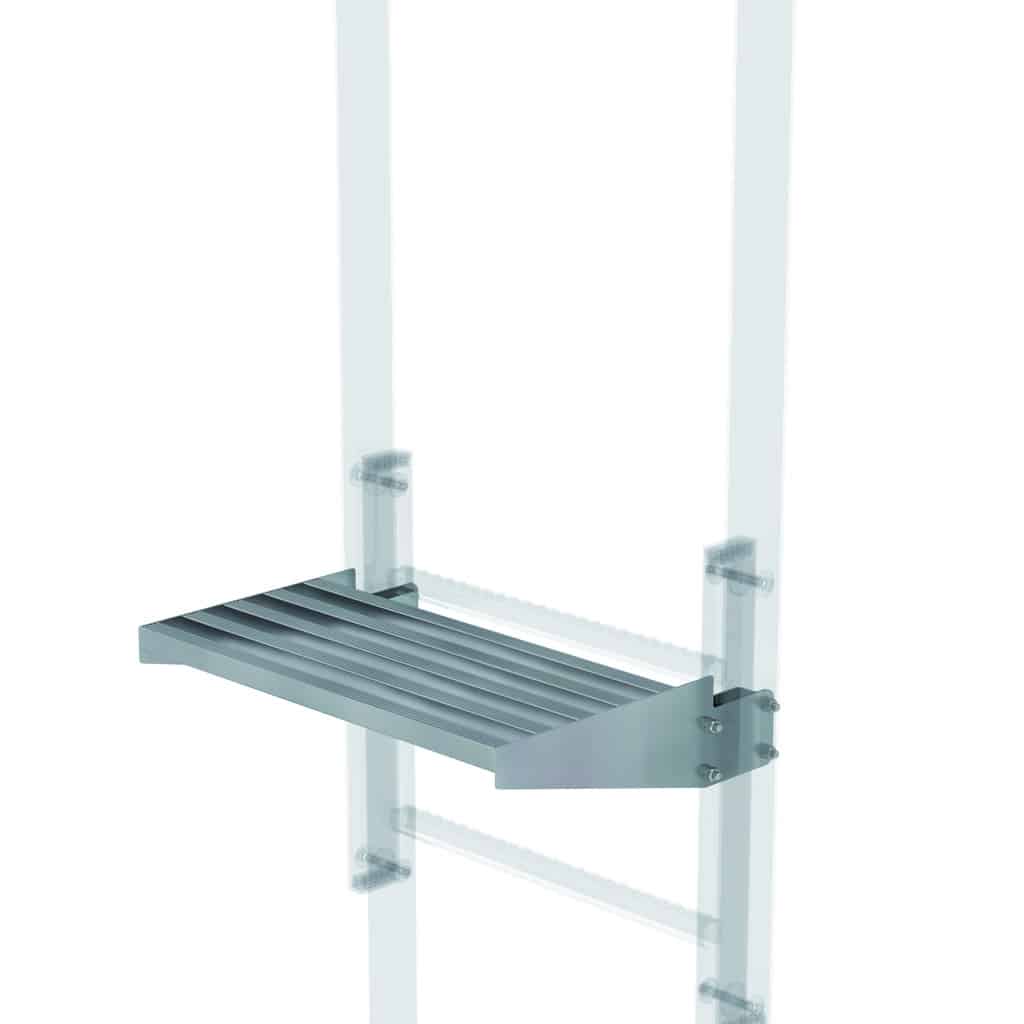 - Ausstiegstritt Stahl-verzinkt 520x100-300mm – Inklusive zwei Klemmverbinder für Leiterholm