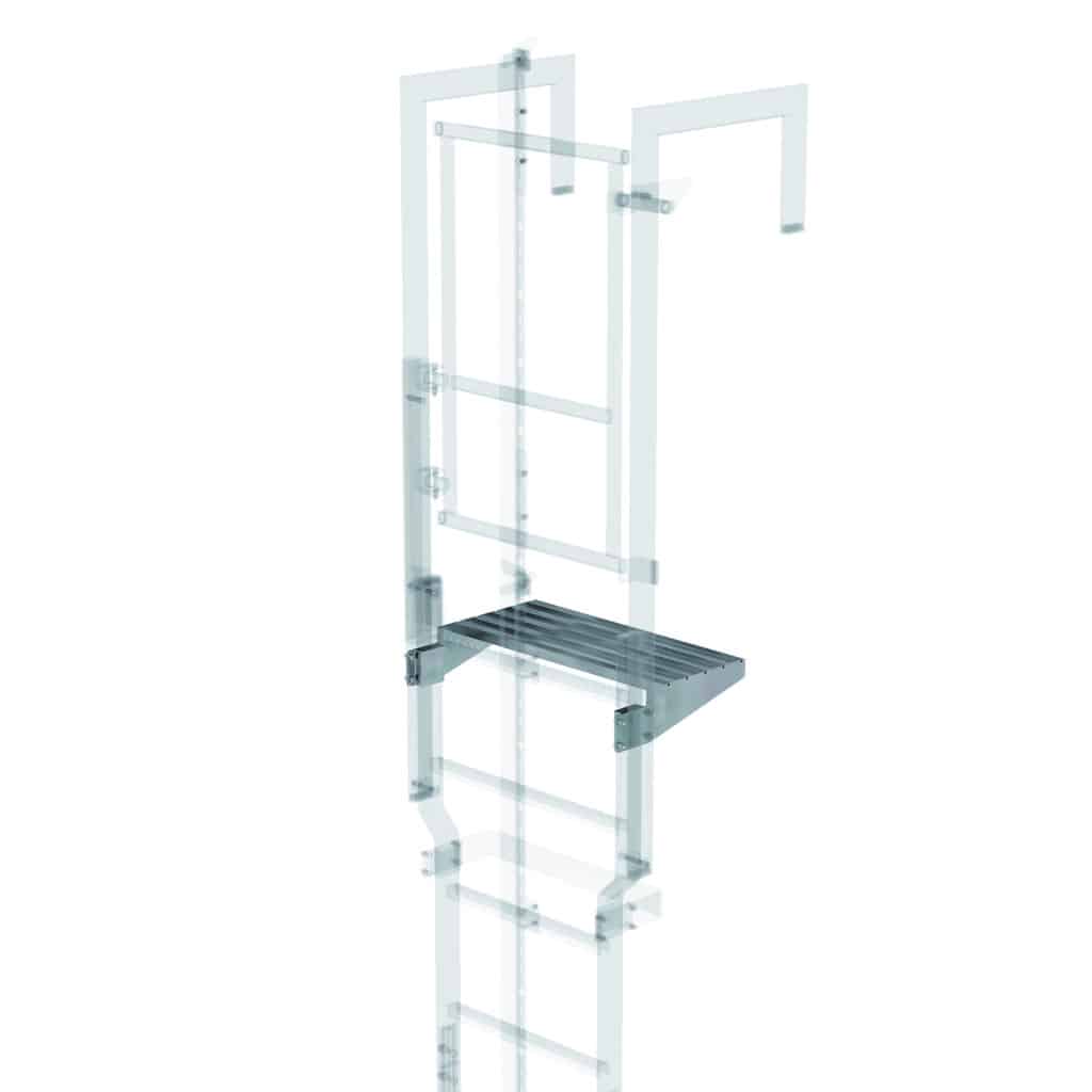 - Ausstiegstritt Stahl-verzinkt 620x100-300mm – Bestehend aus geriffelten Sprossen