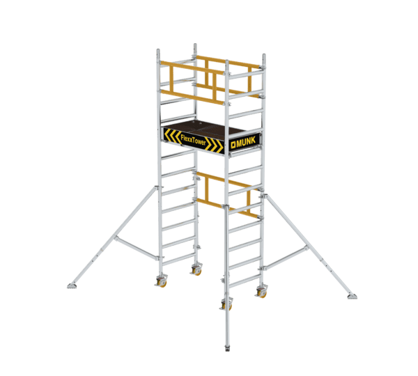 Hochwertiges Rollgerüst aus Aluminium, ideal für Arbeiten in der Höhe, flexibel und stabil, perfekt für professionelle Bau- und Renovierungsprojekte.