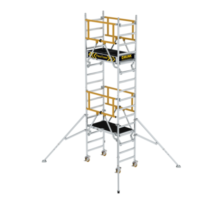 Hochwertiges Gerüst mit Treppe, ideal für Bau- und Renovierungsarbeiten, bietet sichere Plattformen und stabile Konstruktion für professionelle Nutzung.