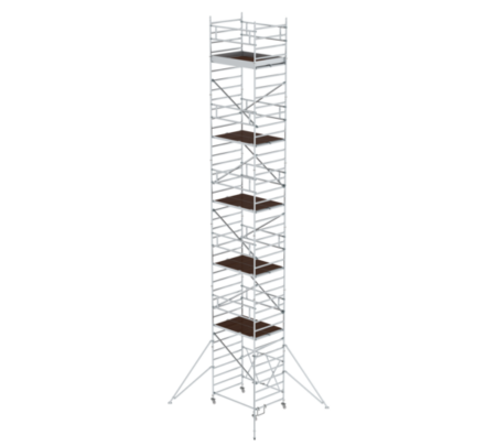 Hochwertiger Aluminium-Gerüstturm, ideal für Bau- und Renovierungsarbeiten, bietet stabile Plattformen und sichere Arbeitsbedingungen in verschiedenen Höhen.