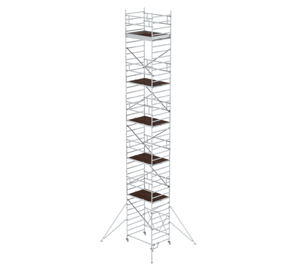 Hochwertiger Aluminium-Gerüstturm, ideal für Bau- und Renovierungsarbeiten, bietet stabile Plattformen und sichere Arbeitsbedingungen in verschiedenen Höhen.