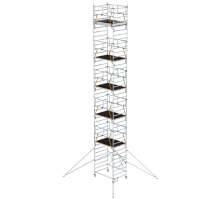 Hochwertiger Baugerüstturm aus Aluminium, ideal für professionelle Bau- und Renovierungsarbeiten, bietet stabile Plattformen und sichere Arbeitsbedingungen.