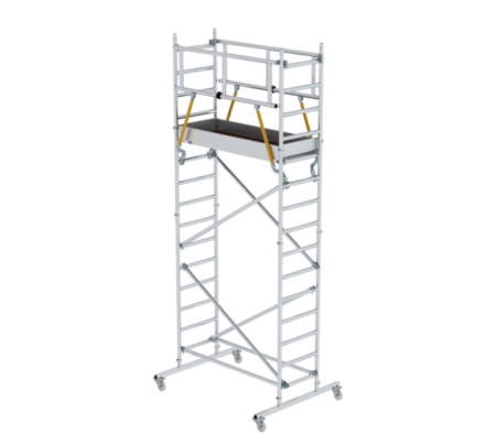 Hochwertiges Aluminiumgerüst für Bau- und Renovierungsarbeiten, leicht, stabil und vielseitig einsetzbar, ideal für den sicheren Zugang in der Höhe.