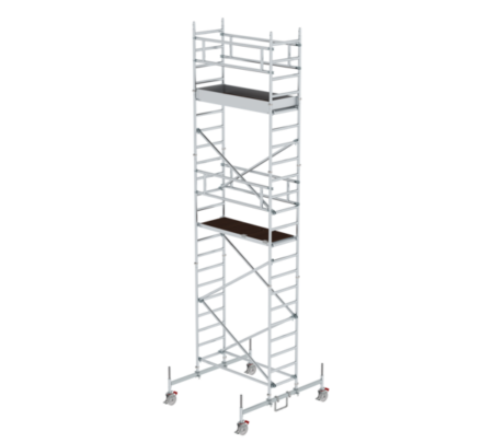 Aluminiumgerüst für professionelle Bau- und Renovierungsarbeiten in der Höhe, flexibel und stabil, ideal für Handwerker und Heimwerker, leicht zu transportieren und aufzubauen.