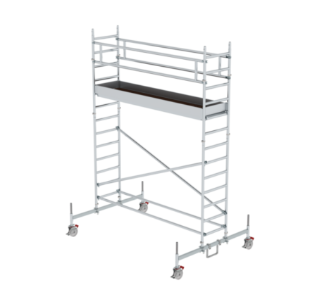 Mobile Gerüst mit Arbeitsplattform, ideal für Renovierungen und Wartungsarbeiten, bietet sichere Arbeitshöhe und Flexibilität auf Baustellen und bei Heimprojekten.
