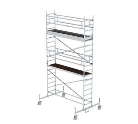Hochwertiges Aluminiumgerüst für professionelle Bau- und Renovierungsarbeiten, leicht, stabil und vielseitig einsetzbar, ideal für den sicheren Zugang in der Höhe.