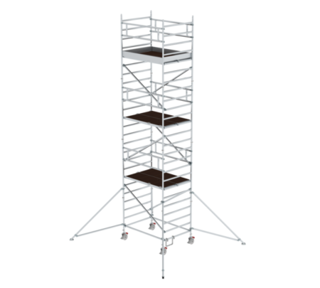Hochwertiger Baugerüstturm aus Aluminium mit stabilen Plattformen, ideal für professionelle Bau- und Renovierungsarbeiten. Leicht, sicher und einfach zu montieren.