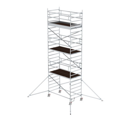 Mobile Gerüsttreppe mit Plattformen, ideal für Bau- und Renovierungsarbeiten, bietet sichere Aufstiegshilfe und stabile Arbeitsfläche. Perfekt für professionelle Handwerker und Heimwerker.