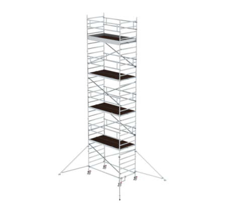 Hochwertige mobile Gerüsttreppe aus Aluminium, ideal für Bau- und Renovierungsarbeiten, bietet sichere Plattformen und stabile Standfestigkeit für professionelle Nutzung.