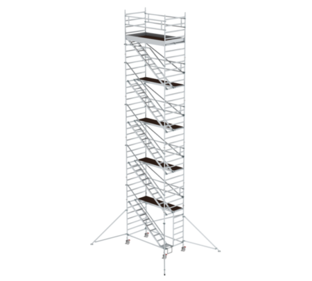 Hochwertiger Baugerüstturm aus Aluminium, ideal für professionelle Bau- und Renovierungsarbeiten, bietet sichere Plattformen in verschiedenen Höhen.
