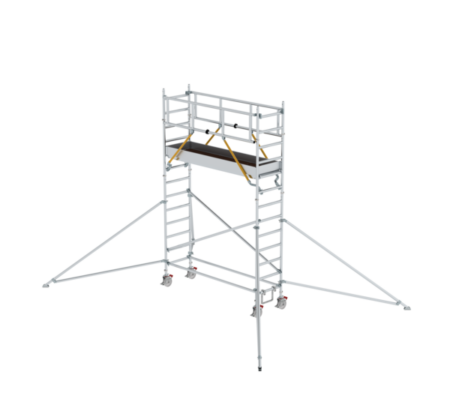 Hochwertige Gerüsttreppe für sichere Arbeit auf Baugerüsten, leicht zu montieren und stabil. Perfekt für professionelle Bau- und Renovierungsarbeiten.