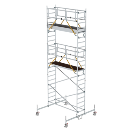 Hochwertige Rollgerüsttreppe für sichere und effiziente Arbeit auf Bau- und Renovierungsprojekten, kompatibel mit verschiedenen Rollgerüsten, leicht zu montieren und zu transportieren.