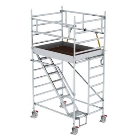 Hochwertiges Rollgerüst aus Aluminium, ideal für Renovierungen, Malerarbeiten und Wartungsarbeiten. Flexibel, stabil und leicht zu bewegen für sichere Arbeitshöhen.