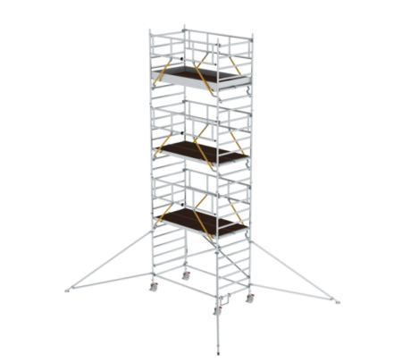 Hochwertiger Baugerüstturm aus Aluminium, ideal für Arbeiten in der Höhe, stabil und leicht zu transportieren. Perfekt für professionelle Bau- und Renovierungsprojekte.