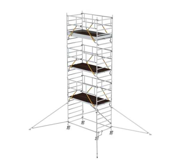 Hochwertiger Baugerüstturm aus Aluminium, ideal für Arbeiten in der Höhe, stabil und leicht zu transportieren. Perfekt für professionelle Bau- und Renovierungsprojekte.