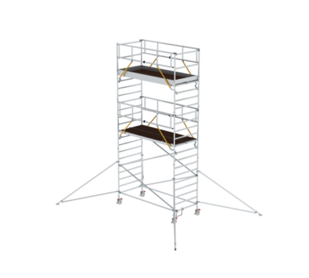 Hochwertige Gerüsttreppe für sichere und einfache Zugänge bei Arbeiten auf Rollgerüsten, ideal für Bau und Renovierung.