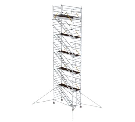 Hochwertiger Baugerüstturm aus Aluminium, ideal für Arbeiten in der Höhe, stabil und sicher, perfekt für Bau, Renovierung und Wartung.