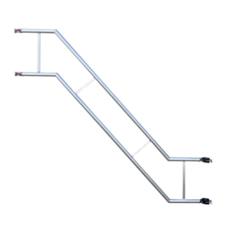 Außen-Geländer für Gerüsttreppe, robustes Aluminium, sichere Handläufe, ideal für Bau- und Renovierungsarbeiten im Freien.