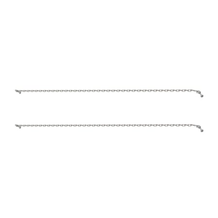 Zwei Edelstahlketten liegen horizontal, Detailaufnahme von Kettengliedern für Rollgerüst.