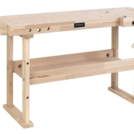 Robustes Holzrollgerüst mit verstellbaren Schrauben für Heimwerker und Bauprojekte.