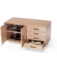 Robustes Holzrollgerüst mit Schubladen und Stauraum für Werkzeuge und Materialien.