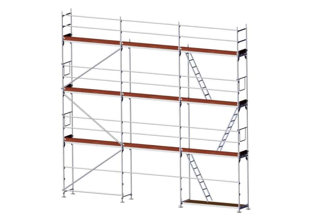 Albert Gerüste BlitzFix® - Fassadengerüst — ARBEITS-FLÄCHE m²: 32 m², Gerüst-Belag: Rahmentafel mit Sperrholzbelag