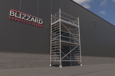 Gerüst auf Baustelle, ideal für Arbeiten in der Höhe, flexibel und sicher. Perfekt für Renovierungen, Fassadenarbeiten oder Malerarbeiten, mit stabilen Plattformen und leichtem Transport.