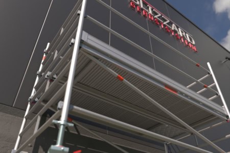 Aluminium Rollgerüst, leicht, stabile Konstruktion, ideal für Renovierungen und Fassadenarbeiten. Einfach aufzubauen und flexibel einsetzbar für verschiedene Arbeitshöhen.