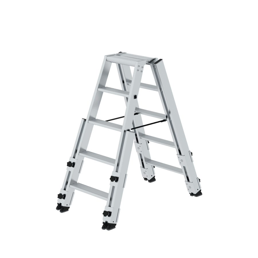 - Munk - Stufen-Stehleiter treppengängig – 80 mm tiefe, geriffelte Stufen