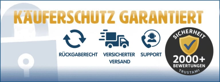 Käuferschutz garantiert bei Mein Rollgerüst — 2.168 verifizierte Trustami-Bewertungen, Rückgaberecht, versicherter Versand, Support