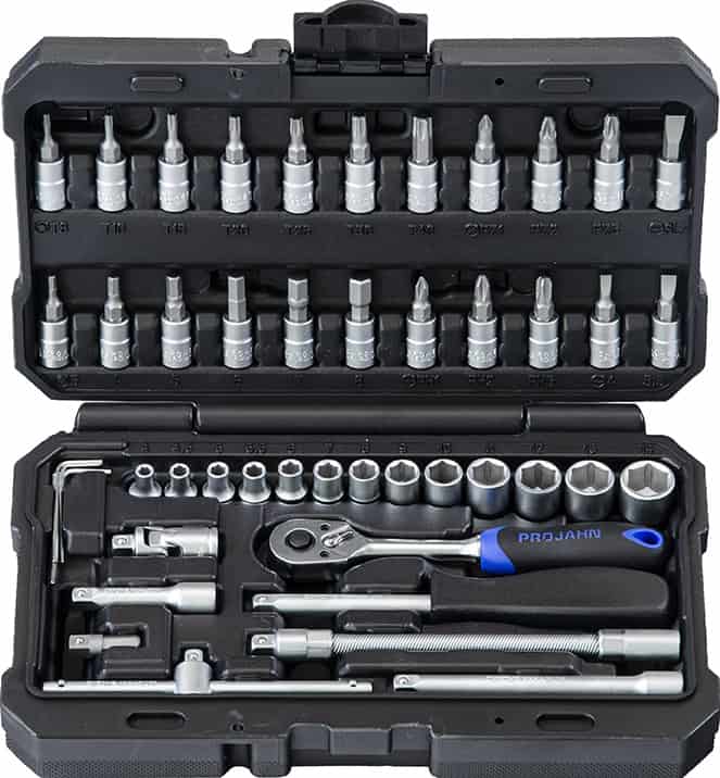 PROJAHN - 1/4" Steckschlüssel Satz 46tlg proficraft, 72 Zahn Knarre