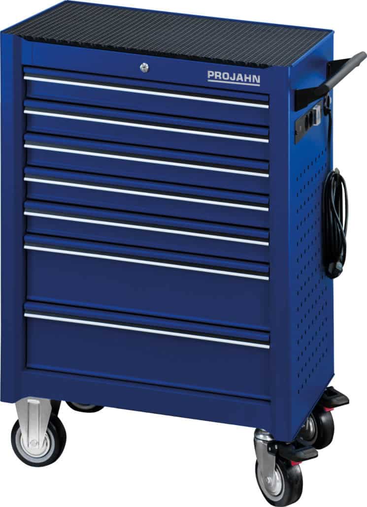 PROJAHN - Werkstattwagen UNIVERSE mit E-Power Elektroverteiler mit 7 Schubfächern Blau