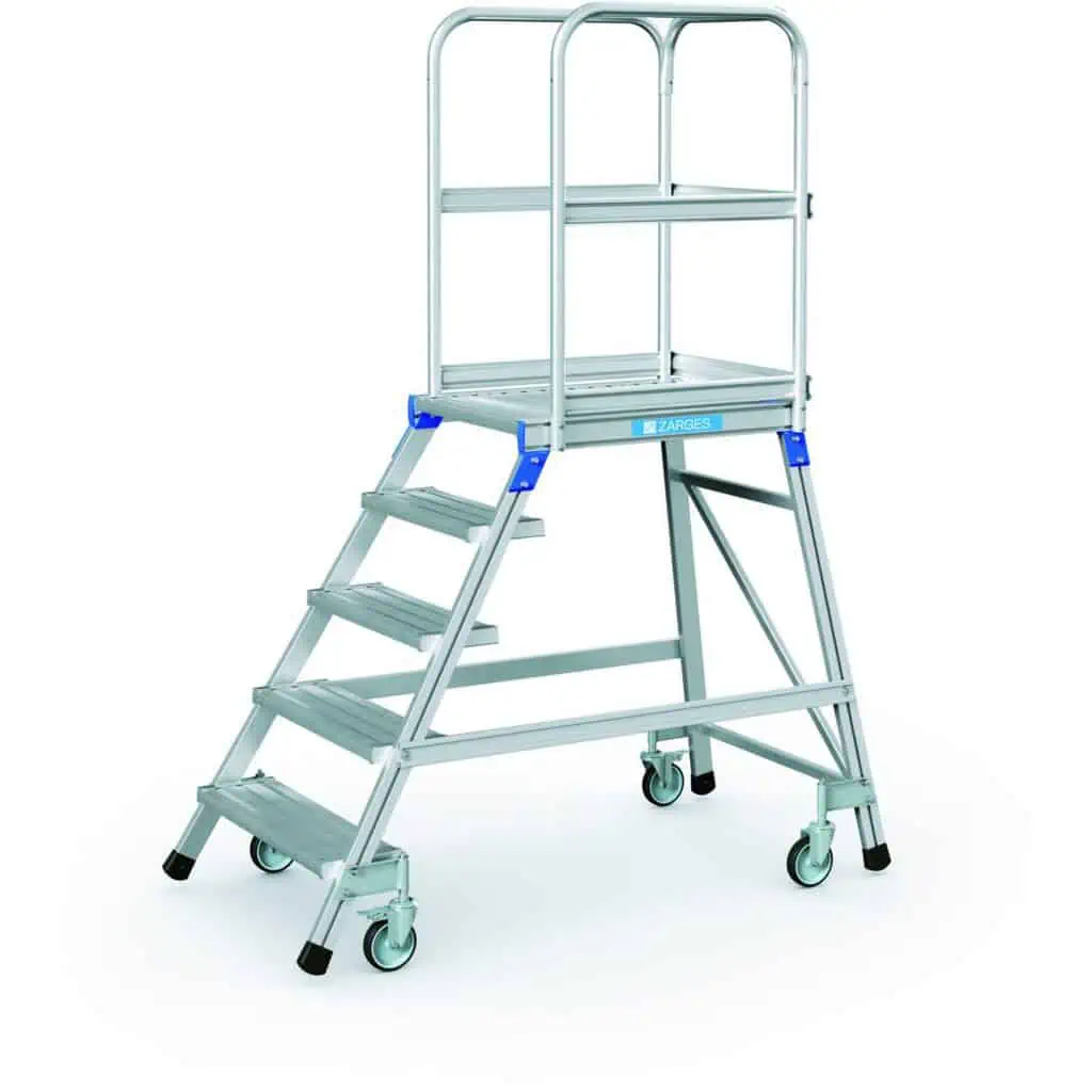 Zarges - Podesttreppe · fahrbar |einseitig begehbar · mit Leichtmetall-Stufen und Plattform