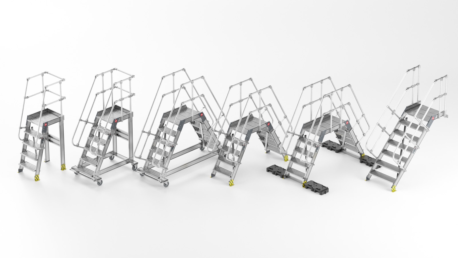 Hailo Überstiege und Plattformtreppen aus Aluminium in der Übersicht