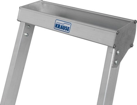 KRAUSE StehLeiter Solido XL 1x3 Stufen – Stabile, verschraubte Ablageschale aus Metall für die sichere Aufbewahrung von Materialien und Werkzeugen