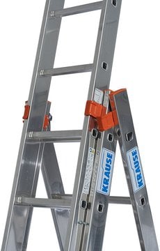 KRAUSE Tribilo VielzweckLeiter 3x9 Spr. – Pulverbeschichtete Stahl-Führungsprofile für eine leichte Bedienung