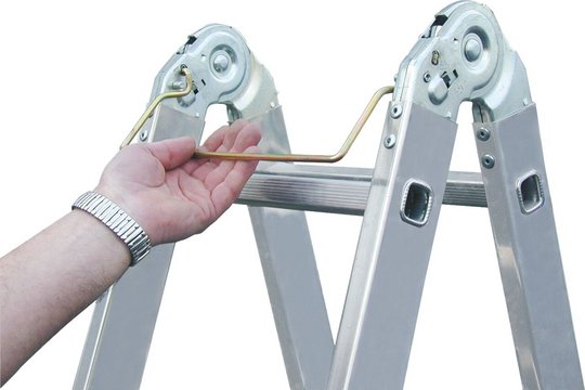 KRAUSE STABILO Gelenk-DoppelLeiter 2x6 Spr. – Patentiertes Sicherheitsrastgelenk mit Einhandbedienbügel für schnelle und komfortable Bedienung