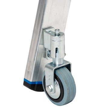 KRAUSE STABILO RegalLeiter T-Schiene 1x6 Stu. – 2 selbstarretierende Bremsrollen mit 80 mm Durchmesser für leichtes Verfahren - in Verbindung mit den Zweikomponenten-Fußstopfen sorgen diese für sicheren Stand während der Benutzung