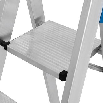 KRAUSE STABILO StehLeiter 1x4 Stufen – Stabile Alu-Sicherheitsplattform aus Pressprofil mit rutschhemmender Profilierung und beidseitigem Plattformheber