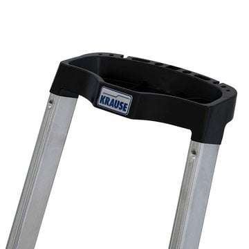 KRAUSE Sepuro StehLeiter 1x2 Stu. PlusLine – Ergonomisch geformte Ablageschale für bequemes Anlehnen
