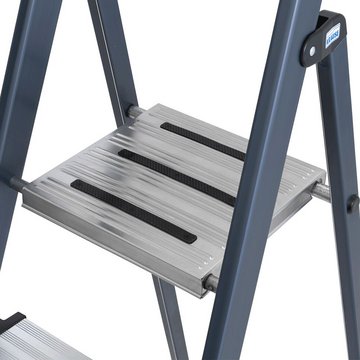 KRAUSE Securo StehLeiter 1x4 Stu. eloxiert – Profilierte Alu-Sicherheitsplattform mit Anti-Rutsch-Einlagen